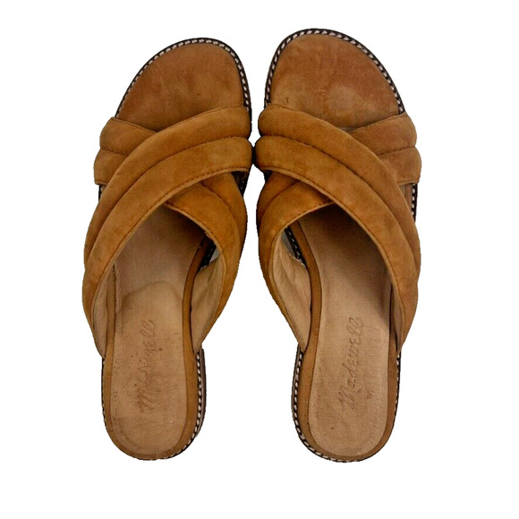 Madewell Women's Skyler Slide Sandal Size 7 Suede Bittersweet Brown Tan Slip On - Picture 1 of 11